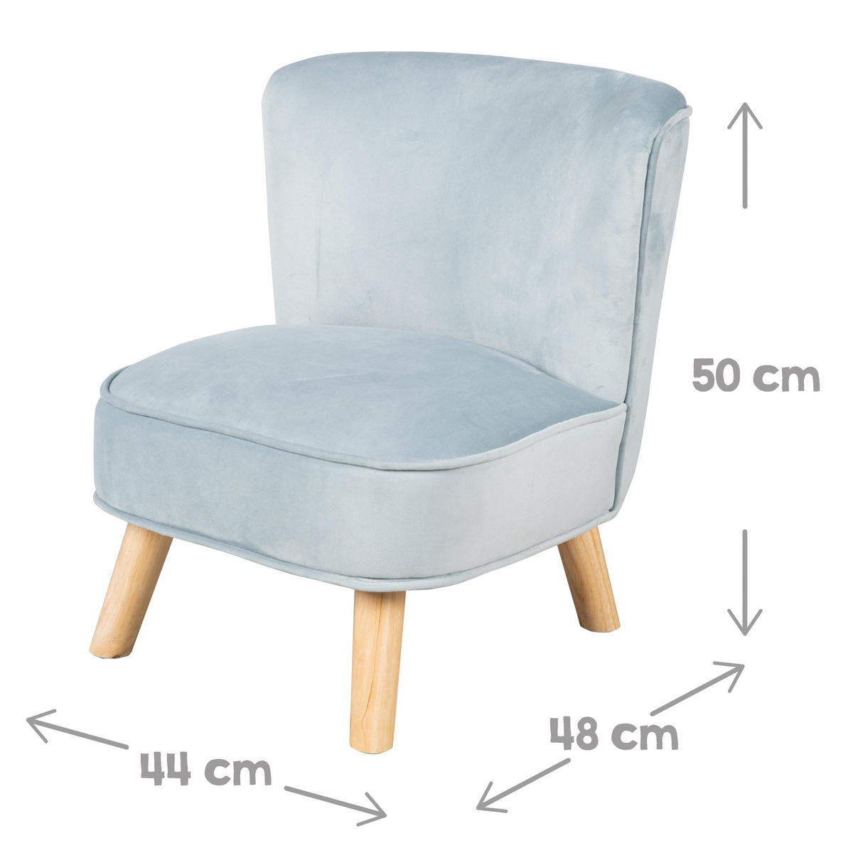 KINDERSESSEL klein 3-tlg. hellblau - Hellblau, Holzwerkstoff/Textil (70/50/48cm) - Roba