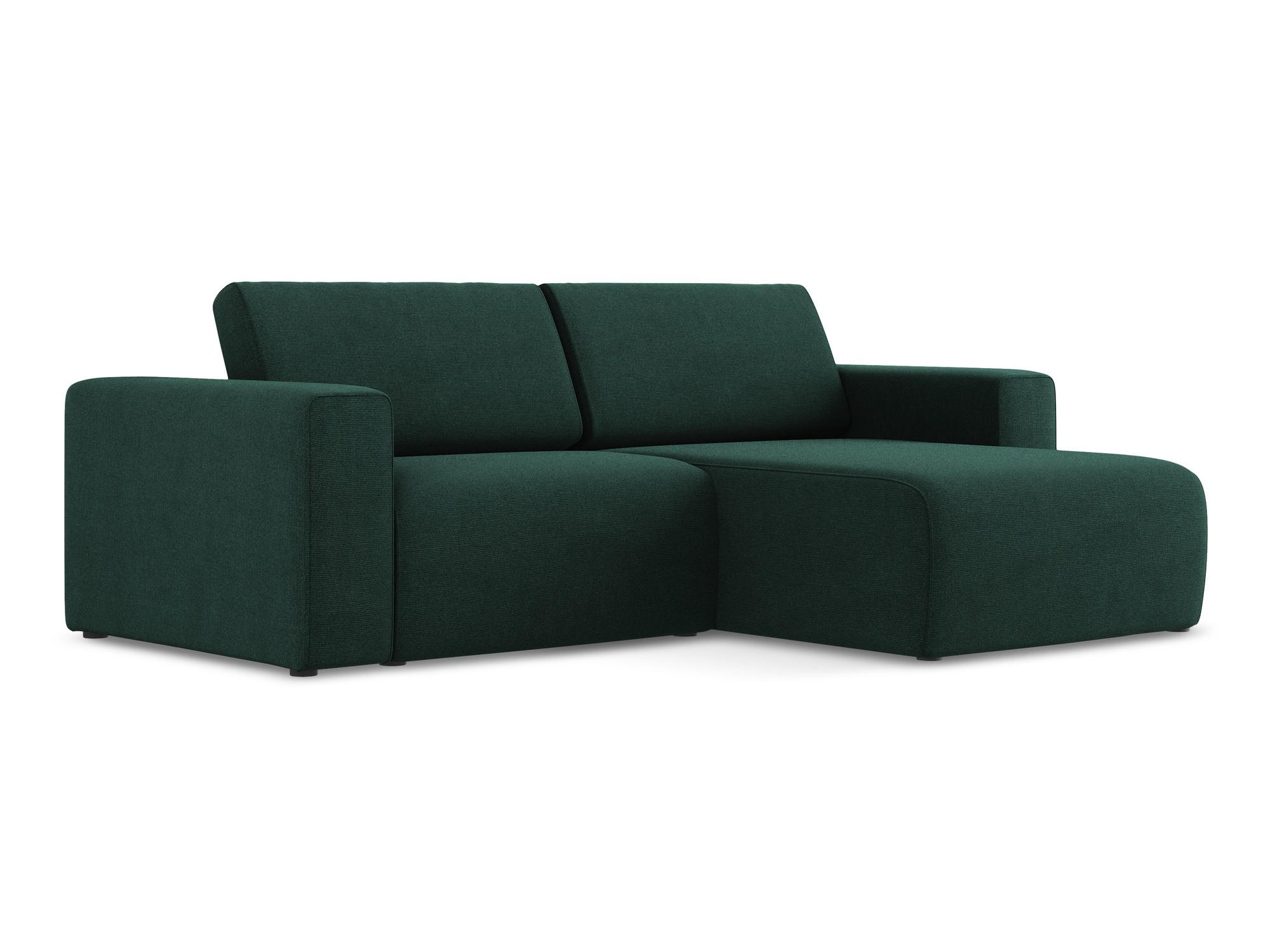 ECKSOFA Rechts Strukturstoff Stoff Grün - Dunkelgrün/Schwarz, Kunststoff/Textil (224/167cm) - Makamii