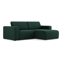 ECKSOFA Rechts Strukturstoff Stoff Grün - Dunkelgrün/Schwarz, Kunststoff/Textil (224/167cm) - Makamii