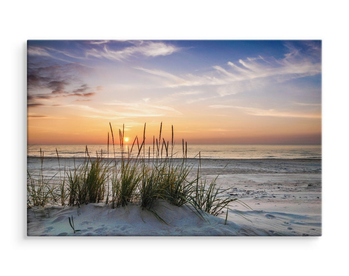 LEINWANDBILD Strand Meer Landschaft 3D 40x30 cm - Blau/Beige, Textil (40/30cm) - Muralo