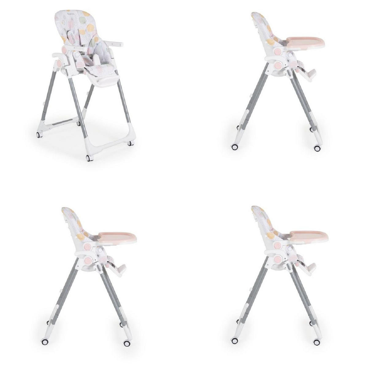 HOCHSTUHL Bueno faltbar rosa mehrfach verstellbar Doppeltablett Räder Gurt - Rosa, Metall (55/106/74cm) - Moni