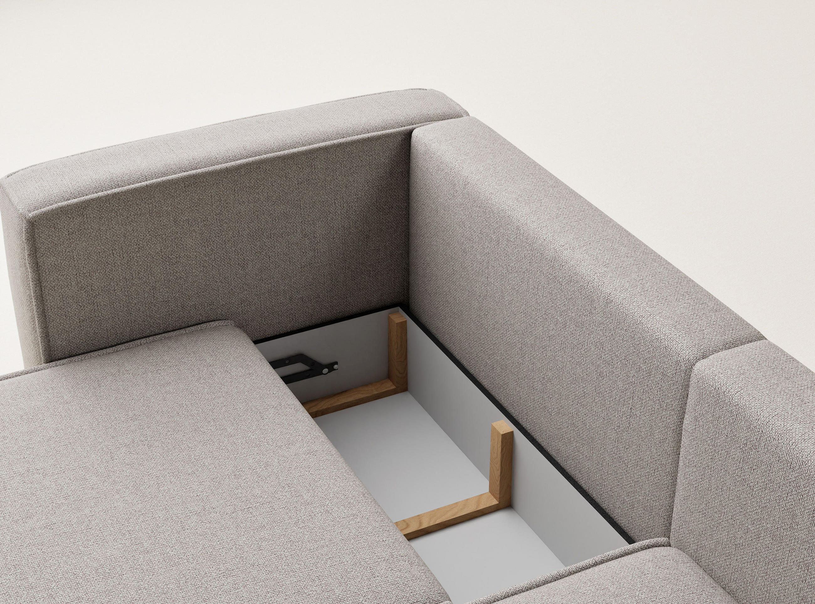 Thumbnail - Maison de Reve Ecksofa, Greige, Textil, Holz, Holzwerkstoff, 3-Sitzer, Füllung: Schaumstoff, L-Form, 250x152 cm, Oeko-Te...