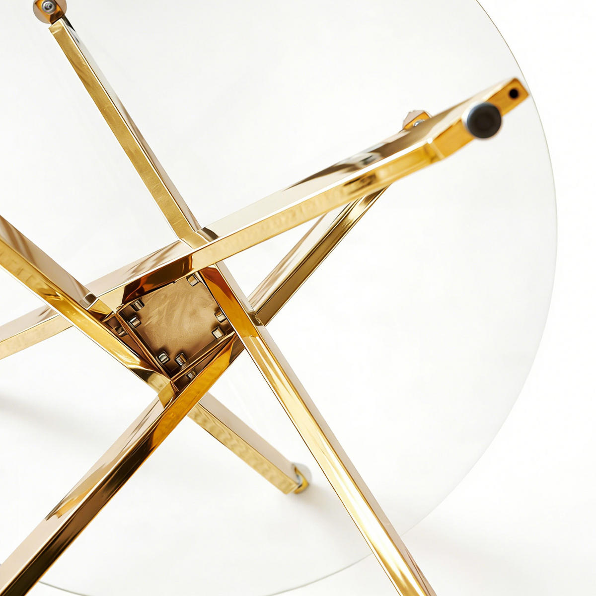 ESSTISCH 80/80/75 cm goldfarben aus Glas und Metall mit Tischplatte aus Hartglas - Goldfarben, Metall (80/80/75cm) - OKWISH