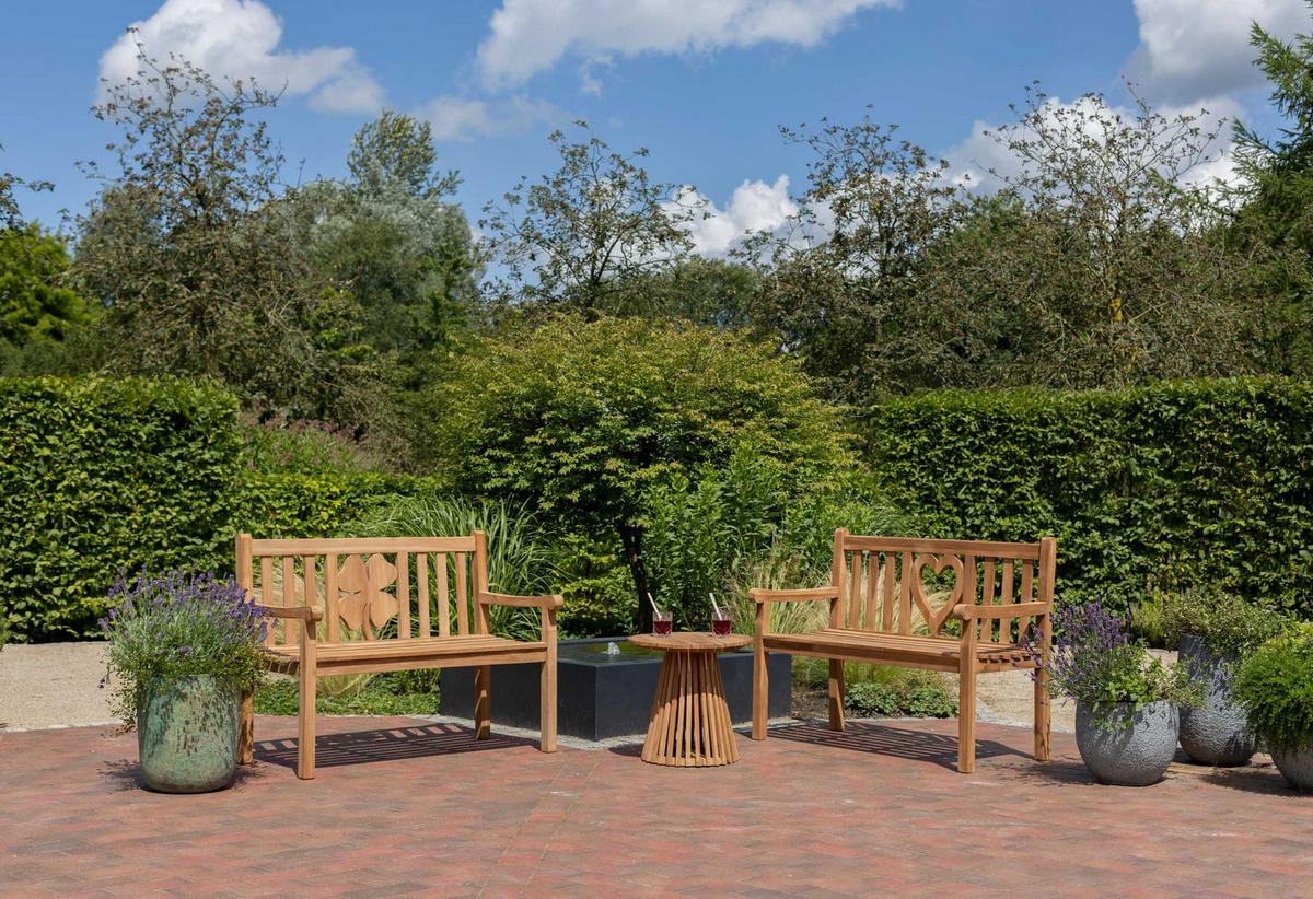 GARTENBANK Kleeblatt - Naturfarben, Holz/Metall (120/94/60cm) - Mr. Deko