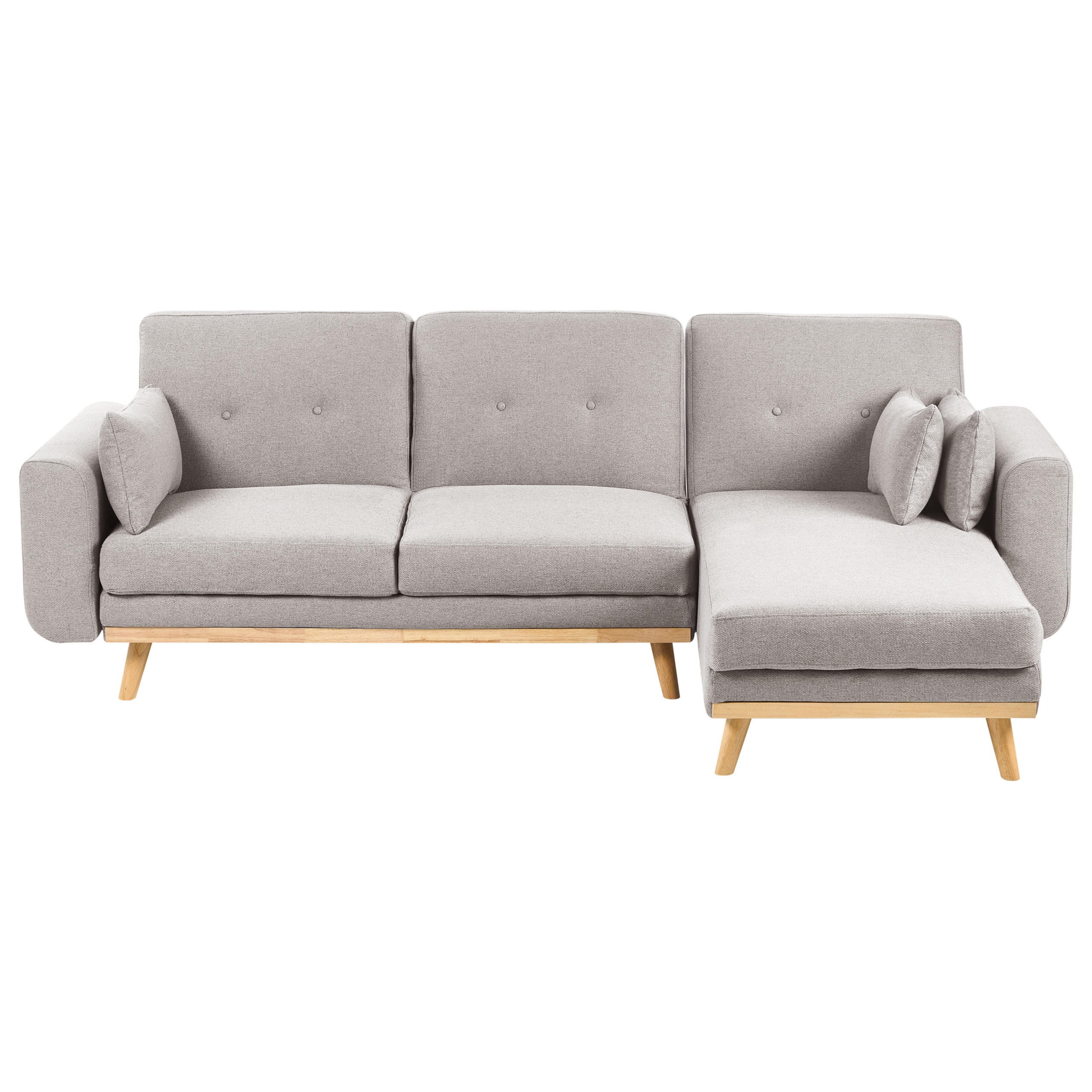 ECKSCHLAFSOFA 3-Sitzer Stoff Grau linksseitig Kaarina - Hellbraun, Textil (260/152cm) - Beliani