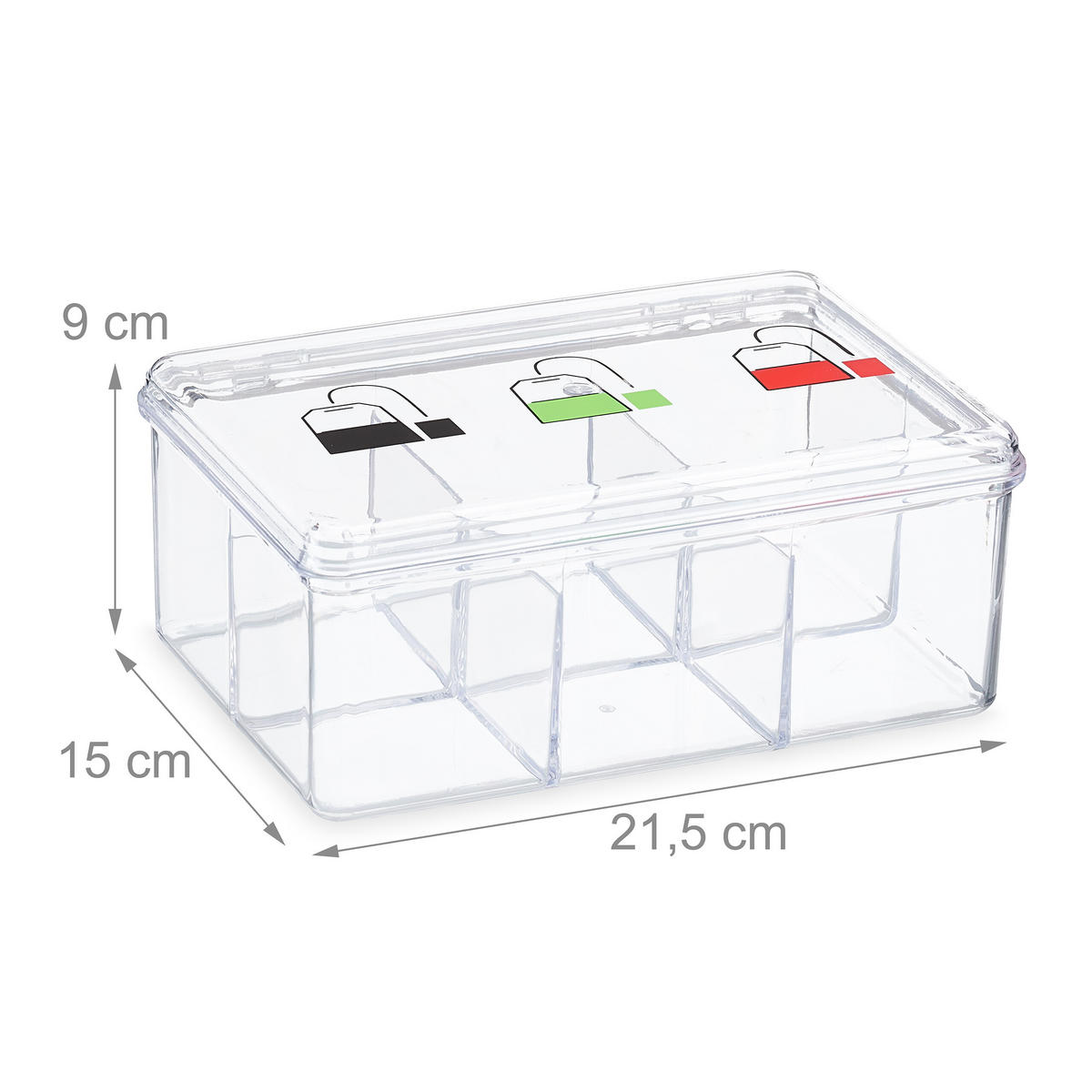 TEEBOX - Transparent, Kunststoff (21.5/9/15cm) - Relaxdays