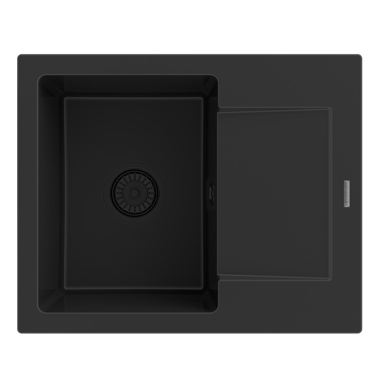GRANITSPÜLE Fabro mit Batterie - Schwarz, Kunststoff/Stein (47/18/58cm) - Granitan