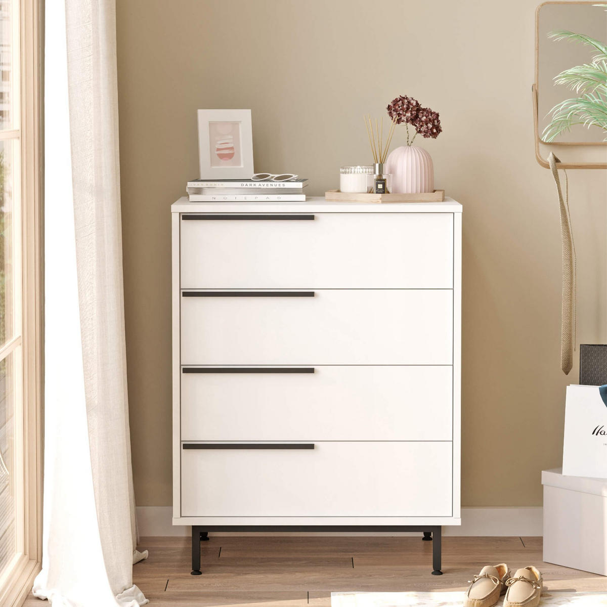 KOMMODE 75/44,5/95 cm - Weiß, Holz (75/95/44.5cm) - Mobili Rebecca