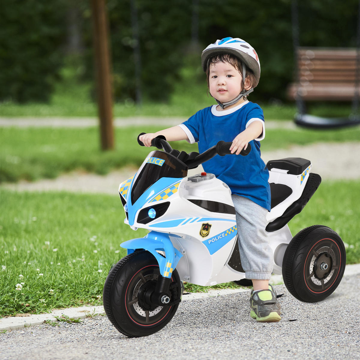 RUTSCHFAHRZEUG DE-16962 Rennmotorrad mit Licht & Sound Blau - Blau, Metall (74/39/48cm) - ComfortXL