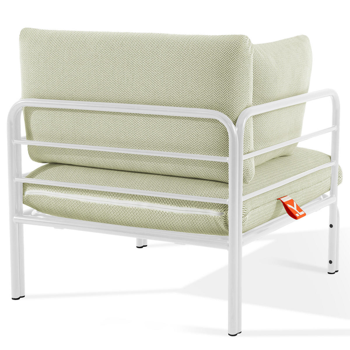 GARTENSESSEL RAMBE inkl. Auflagen, Stahlgestell, Modern, Weiß - Weiß/Hellgrün, Textil/Metall (79/80/80cm) - KONSIMO®