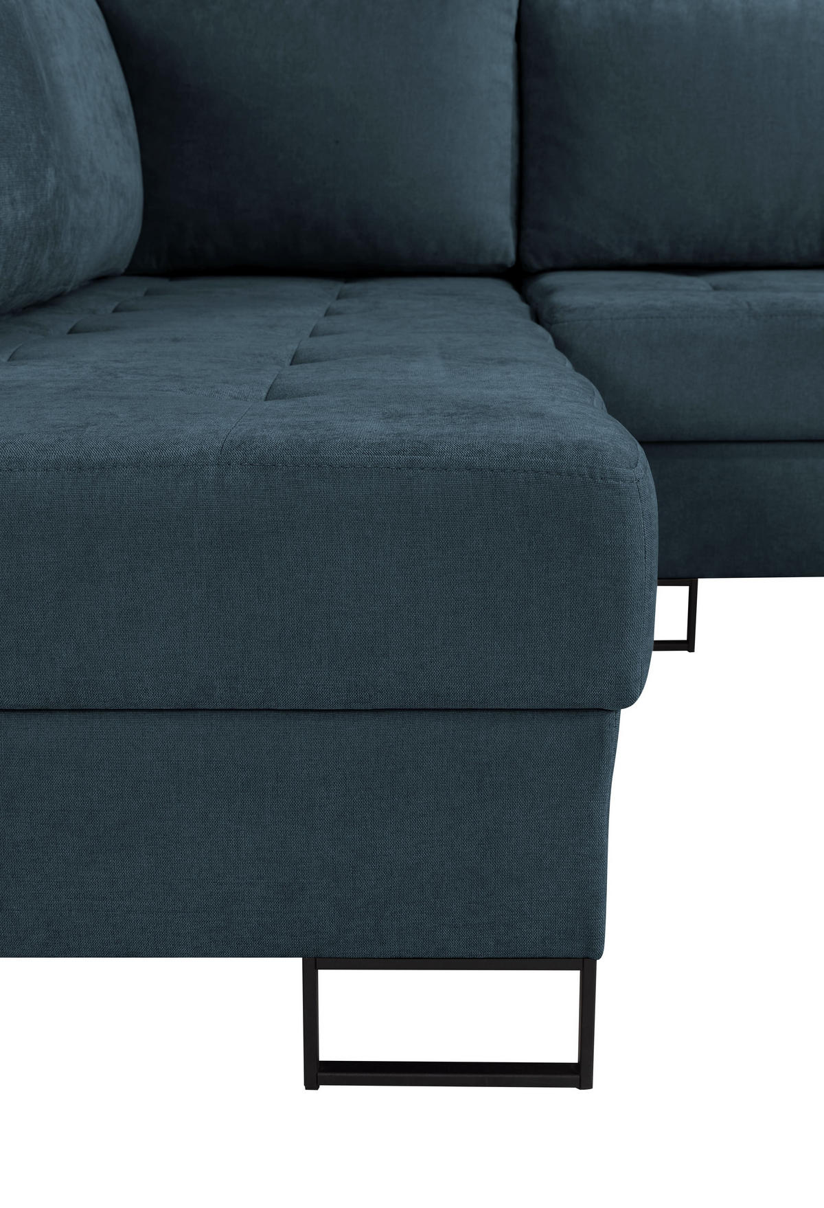ECKSOFA mit Schlaffunktion Links Dunkelblau Chenille - 245x200 cm - Trevi - Schwarz/Dunkelblau, Holz/Holzwerkstoff (245/200cm) - Ravio
