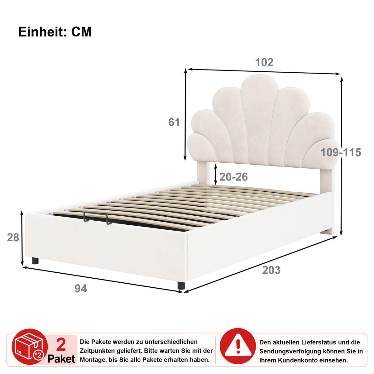 POLSTERBETT 90/200 cm in Beige Samt mit Bettkasten - Beige, Holzwerkstoff/Textil (90/200cm) - CHICFURN