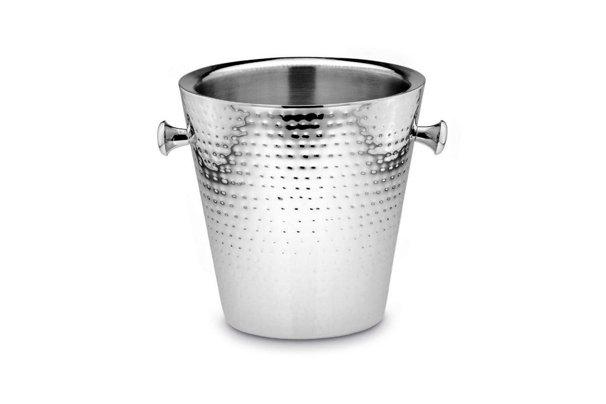 WEIN-/SEKT Flaschenkühler Hammerschlag-Optik (H) 23 x (Ø) 23 cm - Silberfarben, Paraffin (23/23cm) - Hermann Bauer jun. Kollektion GmbH