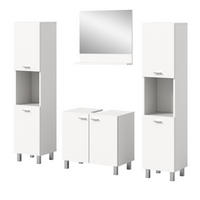 BADMÖBEL-SET weiß 4-teilig 140 cm, Kombination hängend oder stehend - Weiß, Glas/Holzwerkstoff (137/186/33cm) - Inn.Furn
