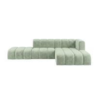 ECKSOFA Modulares In L-Form Mit Hocker, Velvet-Stoff Riviera, Mintz, Rechts, GRAND Mini - Mintgrün, Holz (295/179cm) - Kaiser Möbel
