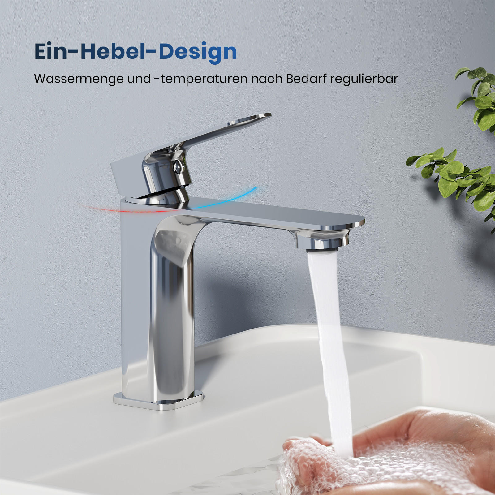 WASCHTISCHARMATUR aus 4MS-Messing Verchromt 15,2 cm - Chromfarben, Metall (15.2/4.5/16.6cm) - EMKE