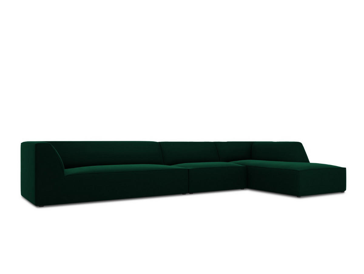 ECKSOFA rechts Ruby aus Samt flaschengrün 5 Sitzplätze - Dunkelgrün, Textil (180/366cm) - Micadoni