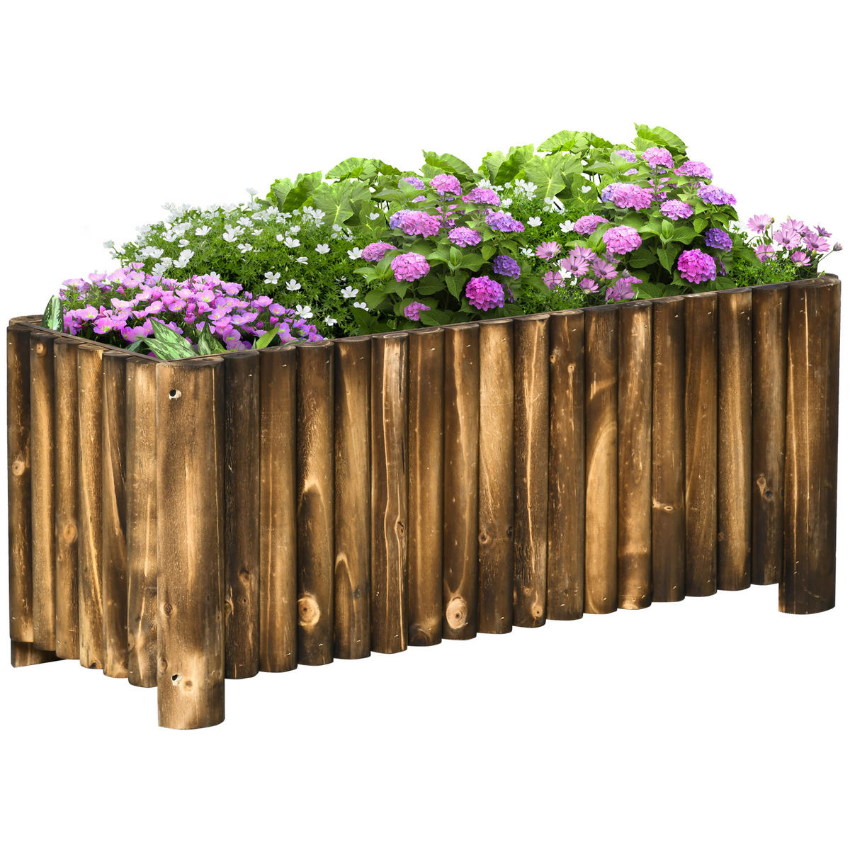 HOCHBEET Pflanzkasten Pflanzbeet Gemüse Blumenbeet Blumenkasten, Tannenholz, Natur - Fichtefarben, Holz (38.5/40/100cm) - Outsunny