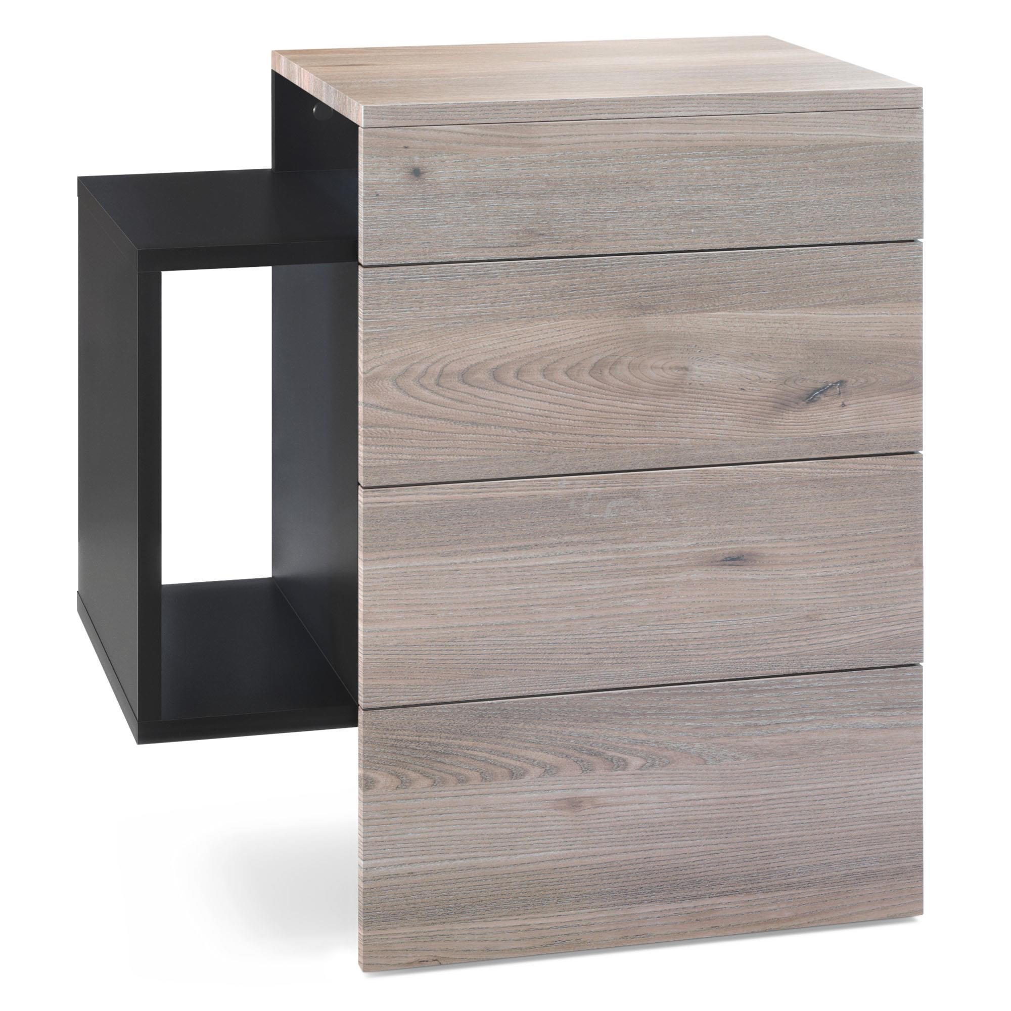 NACHTTISCH Queens Front in Eiche Nordic - Silbereichenfarben, Holzwerkstoff (60/63/36cm) - Vladon