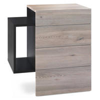 NACHTTISCH Queens Front in Eiche Nordic - Silbereichenfarben, Holzwerkstoff (60/63/36cm) - Vladon