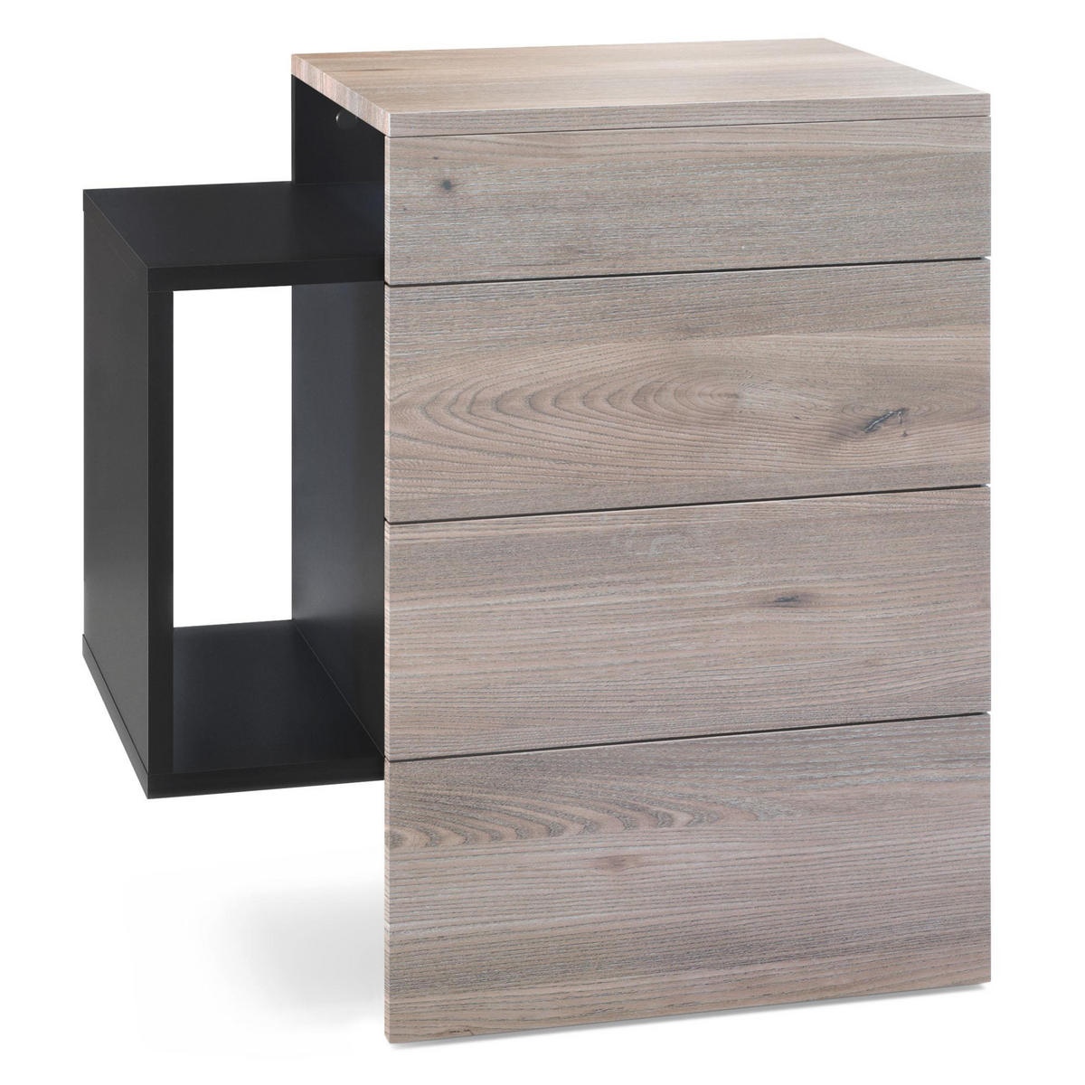 NACHTTISCH Queens Front in Eiche Nordic - Silbereichenfarben, Holzwerkstoff (60/63/36cm) - Vladon