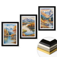WANDBILDER 3er-Set - 20x30 cm Schwarzer Rahmen - Gebirgsflüsse, Herbstbäume - Schwarz, Kunststoff (20/30cm) - ArtPrintCave