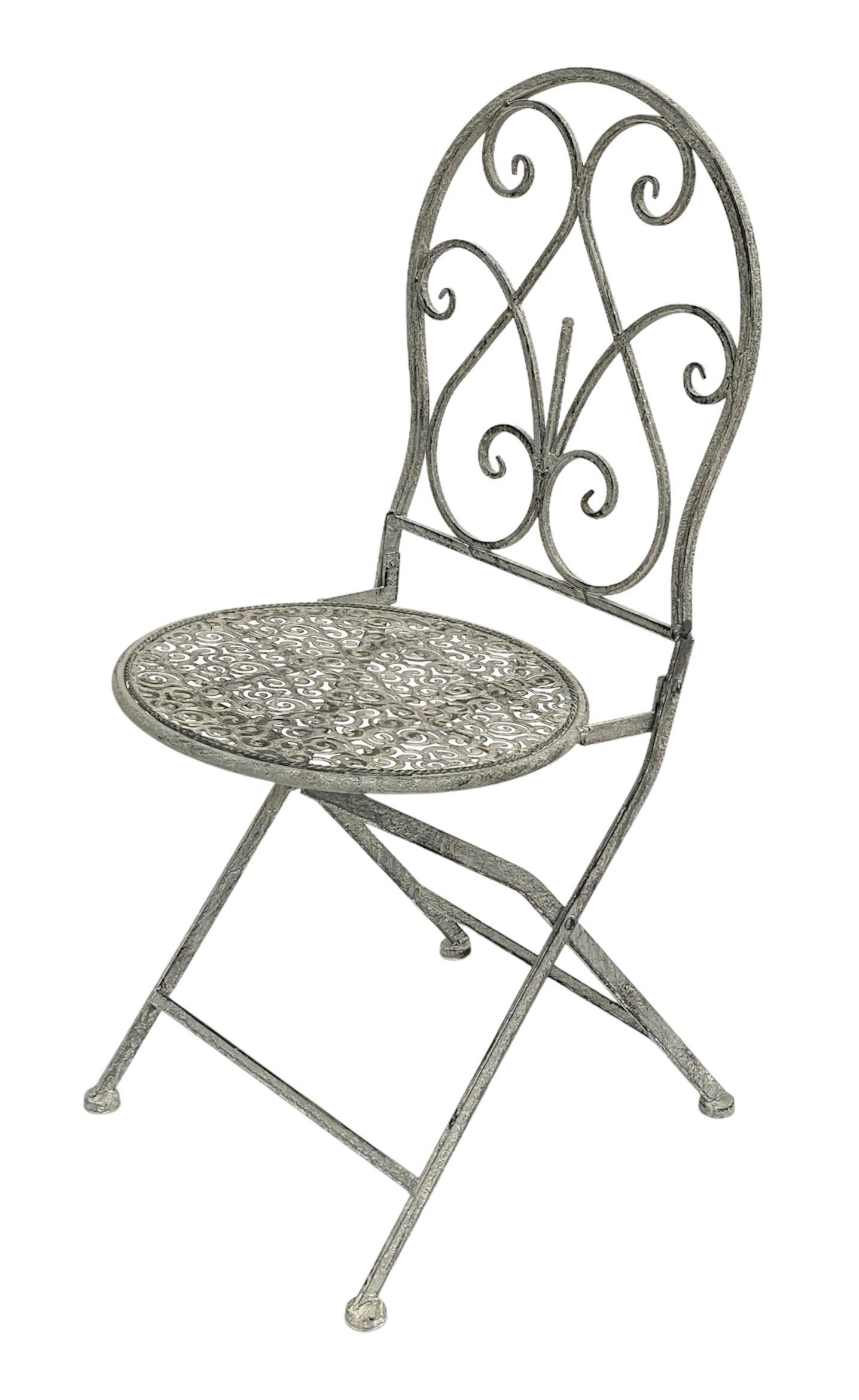 GARTENSTUHL Metall Grau Weiß 96127 - Grau, Metall (40/92/14cm) - DanDiBo