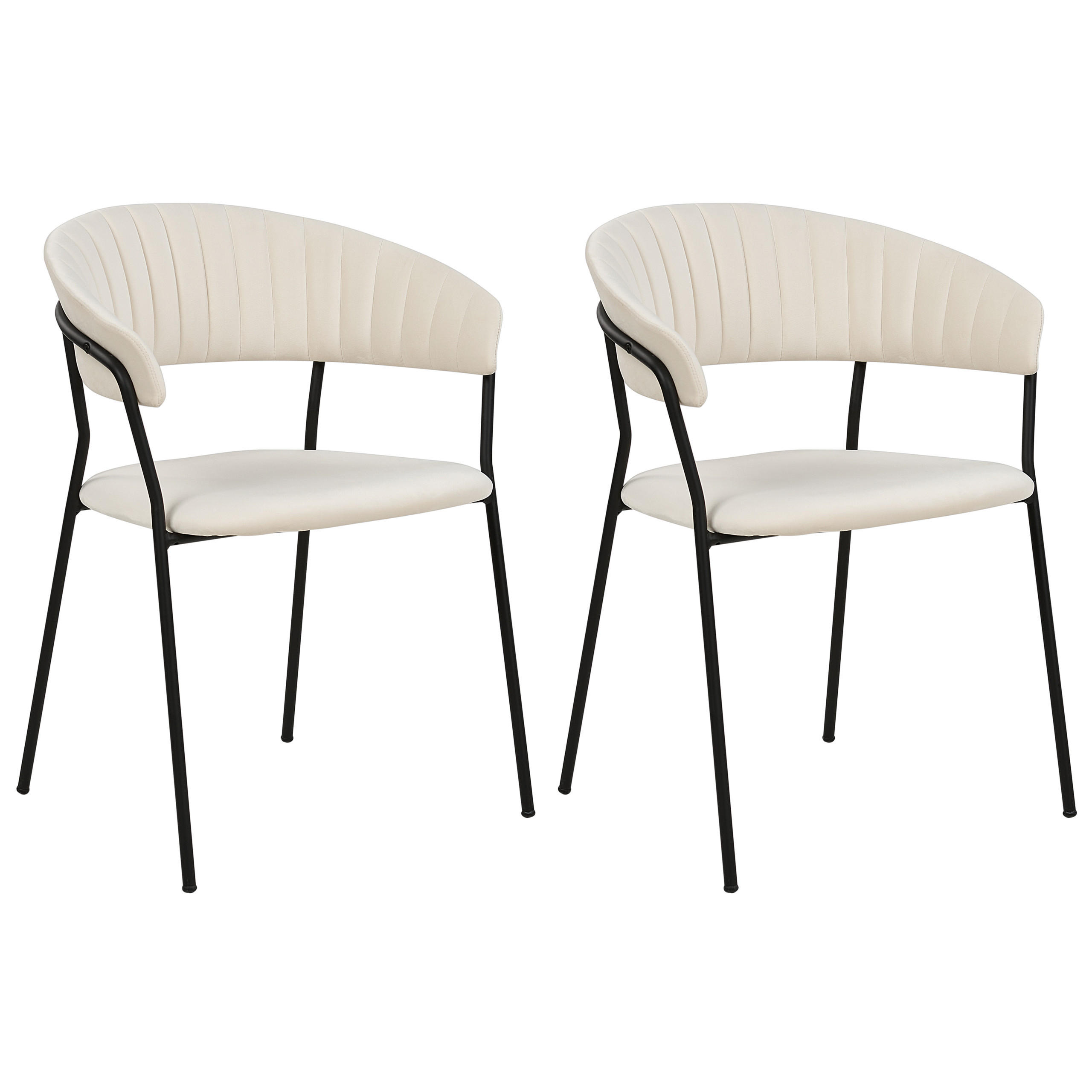 STUHL 2er-Set Samtstoff Weiß Mariposa - Weiß, Textil/Metall (55/78/55cm) - Beliani