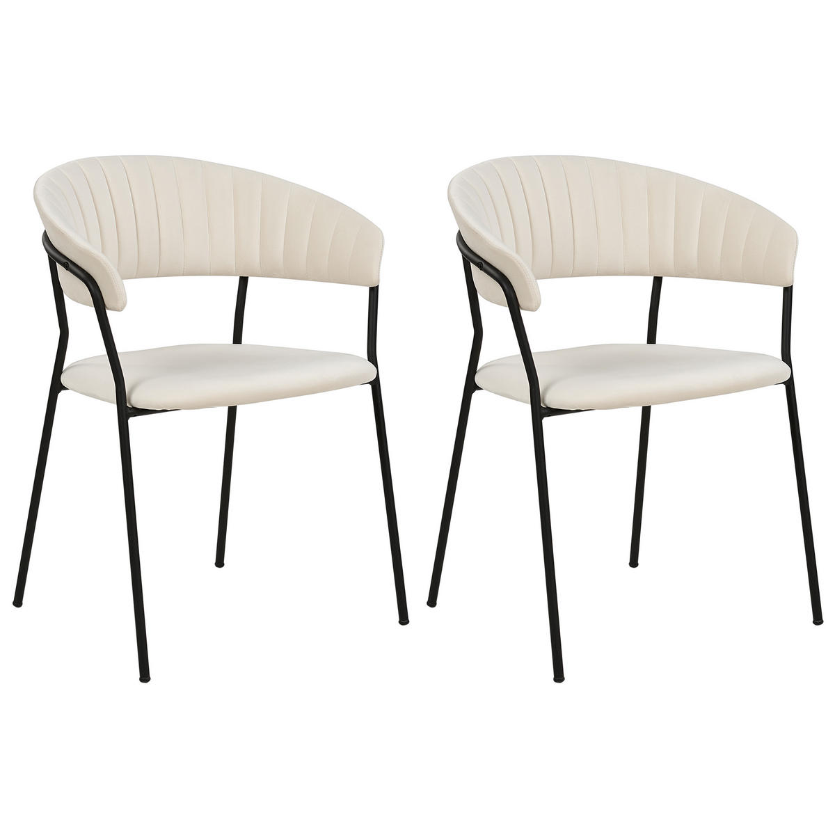 STUHL 2er-Set Samtstoff Weiß Mariposa - Weiß, Textil/Metall (55/78/55cm) - Beliani