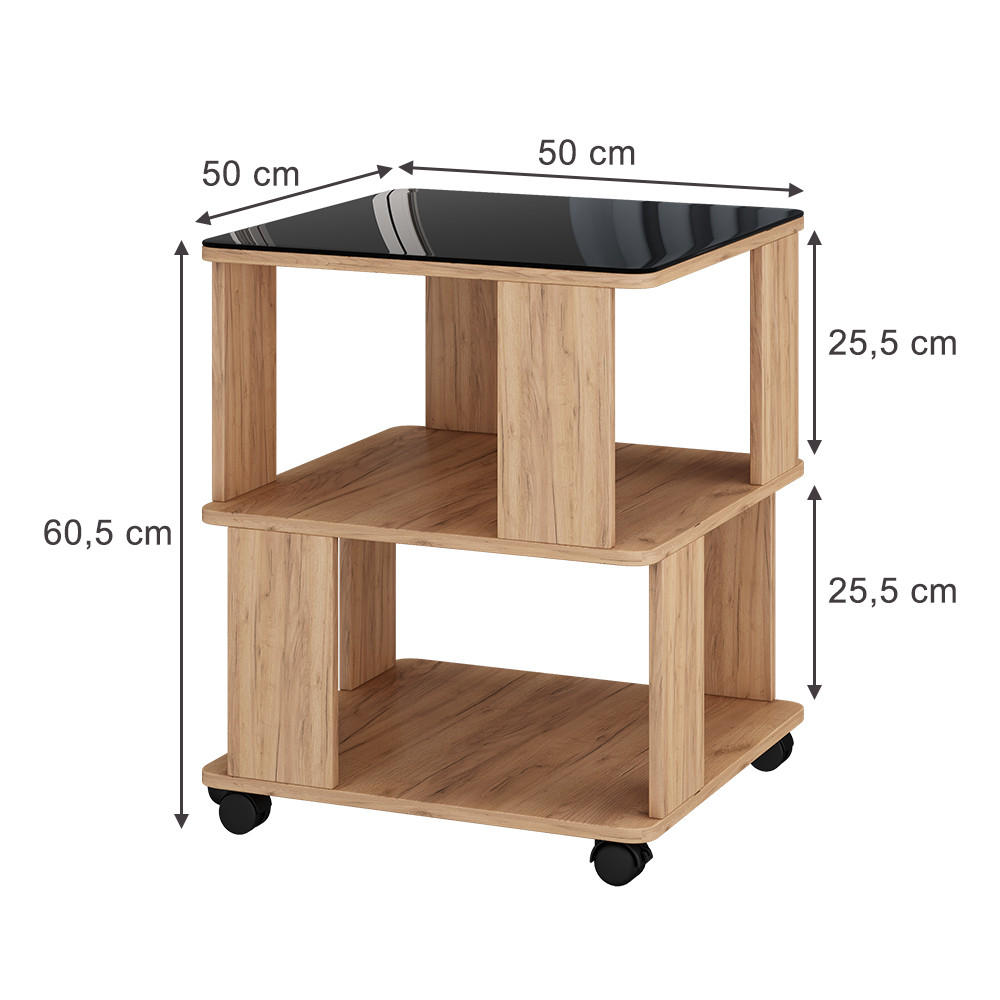 COUCHTISCH Velito Goldkraft Eiche/Schwarz 50 x 50 cm - Eiche Wotan/Schwarz, Holzwerkstoff (50/50/60.5cm) - Vicco