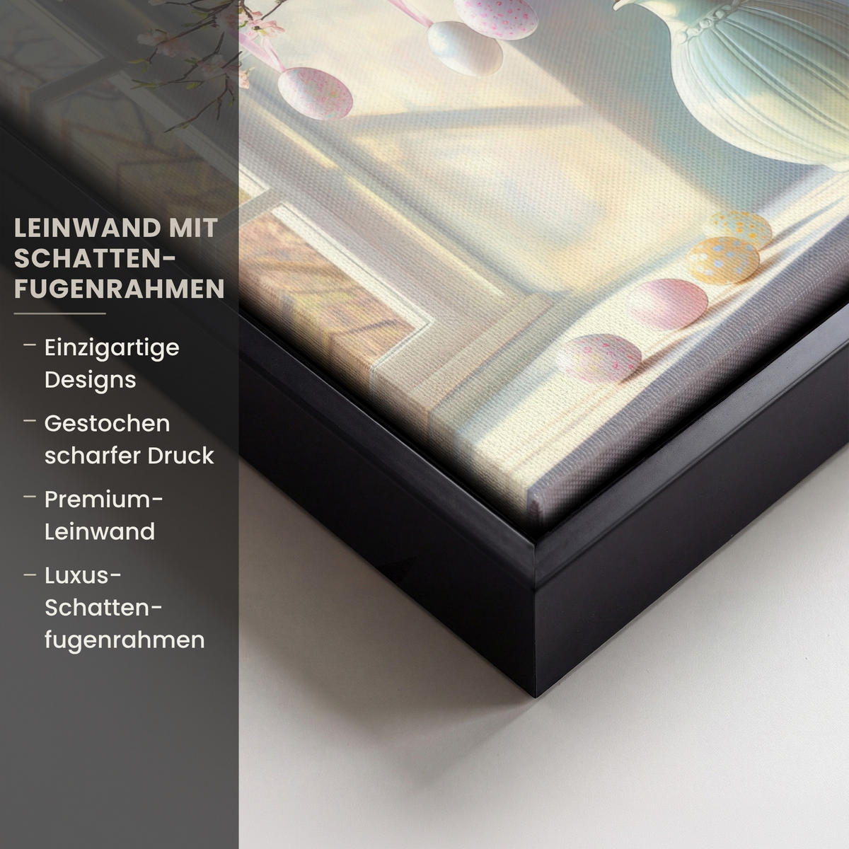 LEINWAND Bilder mit Rahmen - Stillleben - Vase - Osterzweig - 20x20 - Hellblau, Textil (20/20cm) - MuchoWow