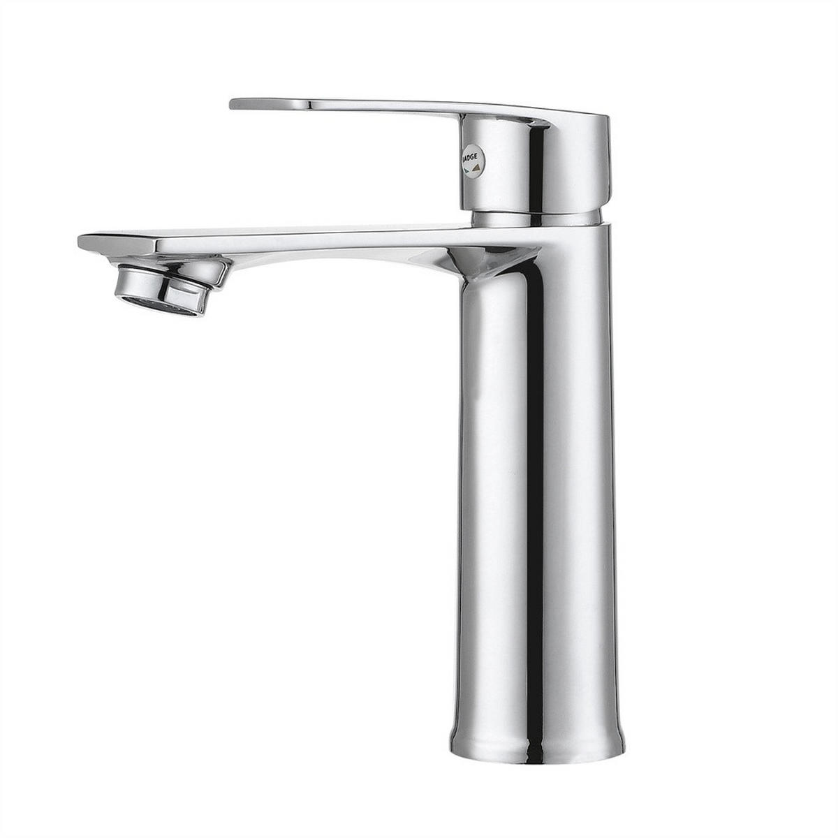 WASSERHAHN Bad -Waschtischarmatur flaches Design Mischbatterie für Kalt- und Warmwasser Edelstahl - Silberfarben, Metall (14.5/17/4.5cm) - DELFA