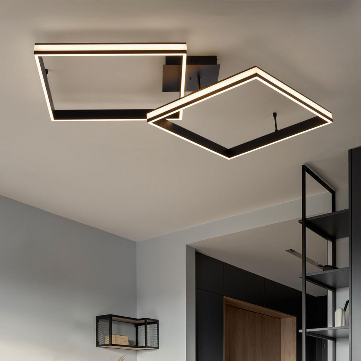 LED DECKENLEUCHTE Metall Schwarz - Schwarz, Metall (104.8/80/13.5cm)