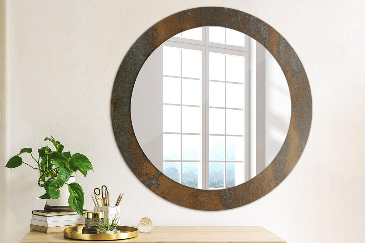 SPIEGEL Ø70 cm Rund mit Aufdruck - Braun, Glas (70/70/0.4cm) - TULUP