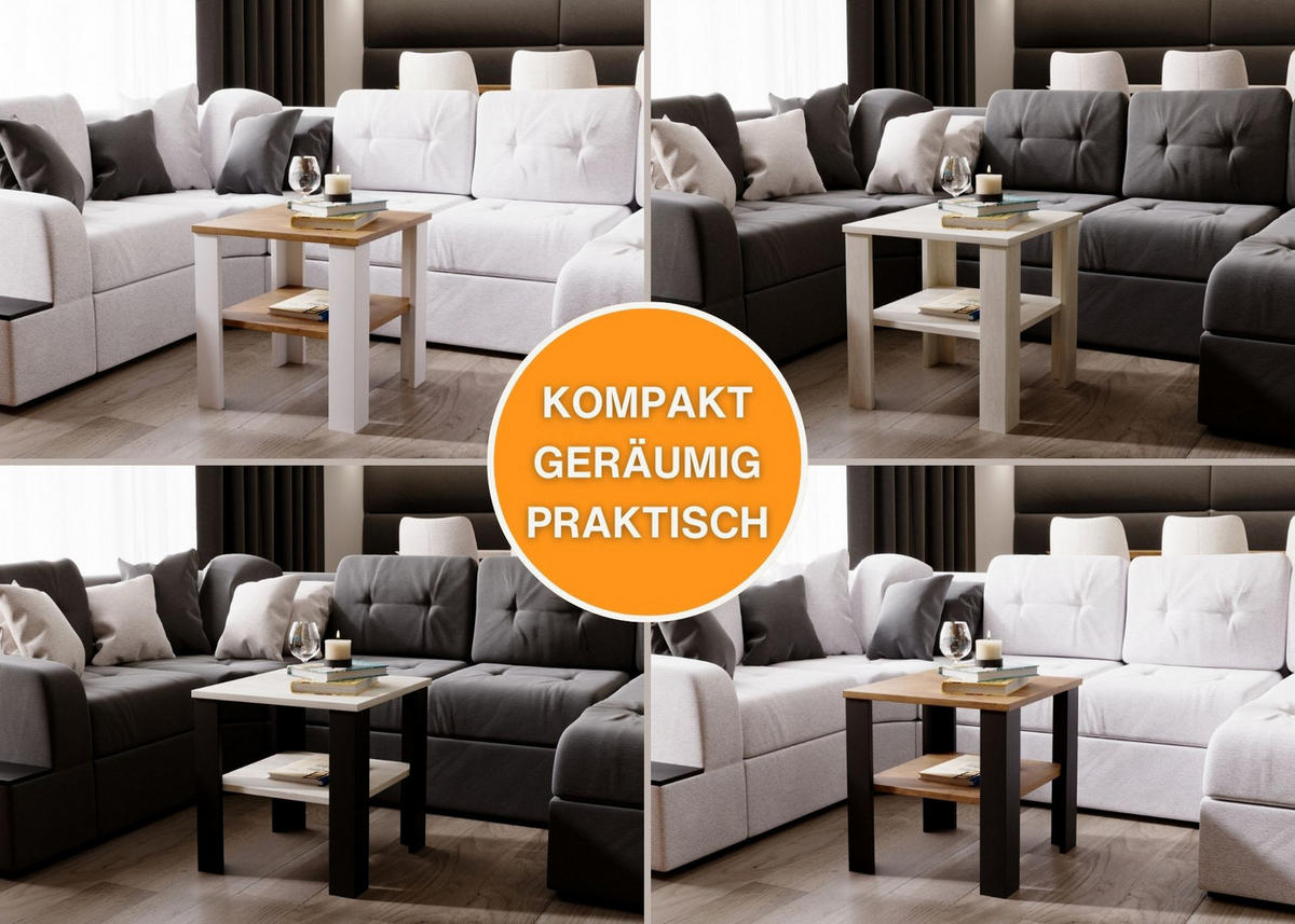 COUCHTISCH Lara53 53/47/53 - Nussbaumfarben/Weiß, Holzwerkstoff (53/53/47cm) - RAUMHIRSCH FURNITURE