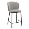 BARHOCKER BARI gepolsterter mit Steppung - hellgrau - Samt Velour - Hellgrau/Schwarz, Textil/Metall (55/94/57cm) - NEW HOME
