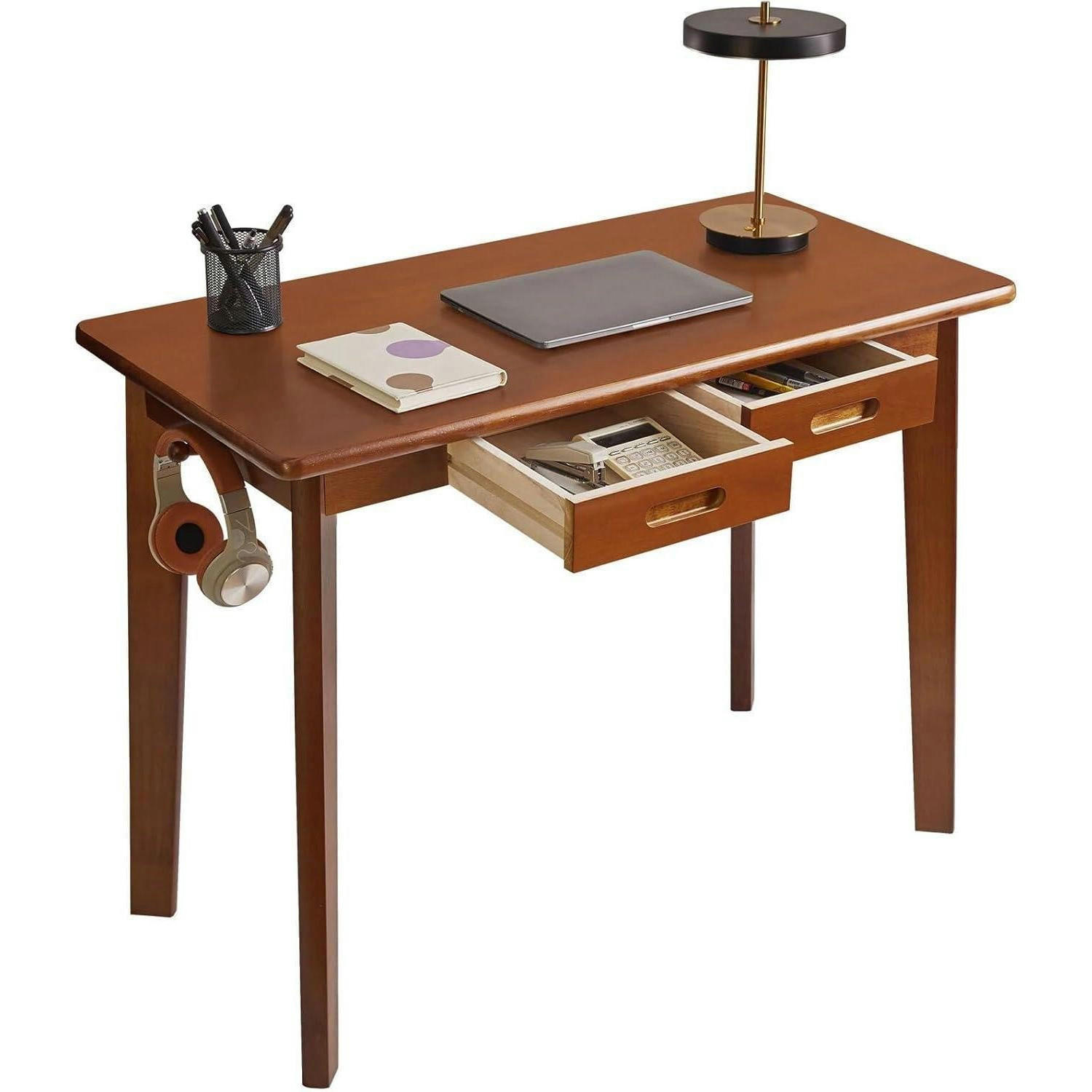 SCHREIBTISCH Massivholz mit Schubladen 99 x 50 x 76 cm - Braun, Holz (100/50/75cm)