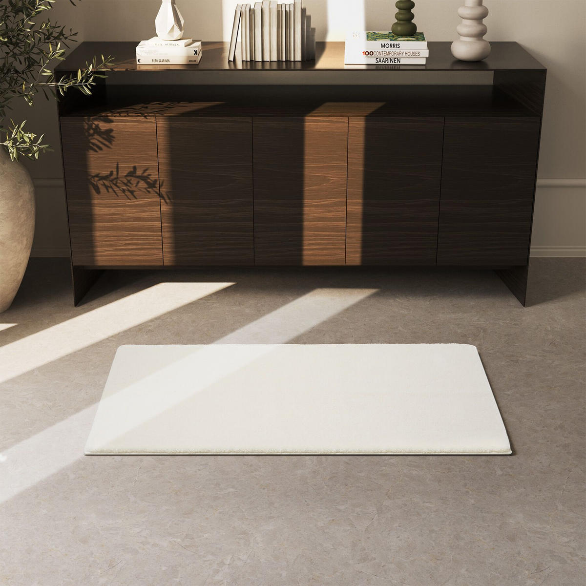 KURZFLORTEPPICH Soft Zone,rutschfeste Unterseite,creme - Creme, Kunststoff (110/60cm) - tectake