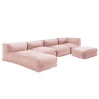 GARTENSOFA mit 5 Sitzplätzen, Puderrosa - Pink, Textil - Oviala