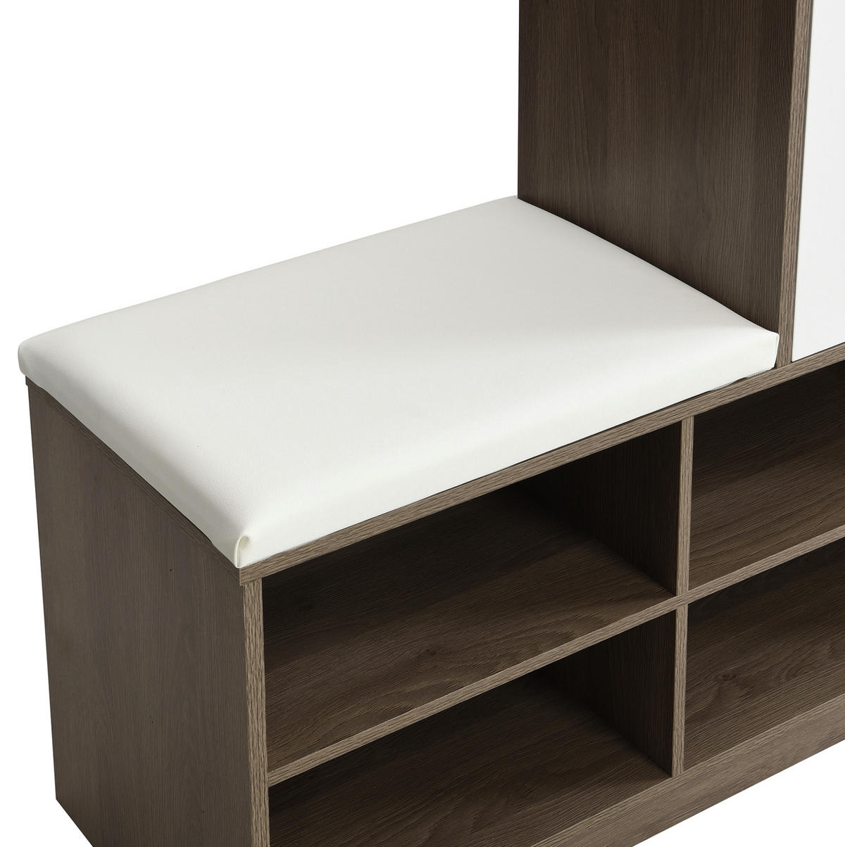 SCHUHSCHRANK aus Spanplatte 140x35x110cm Weiß mit Sitzkissen - Weiß, Holzwerkstoff (140/110/35cm) - Modfu