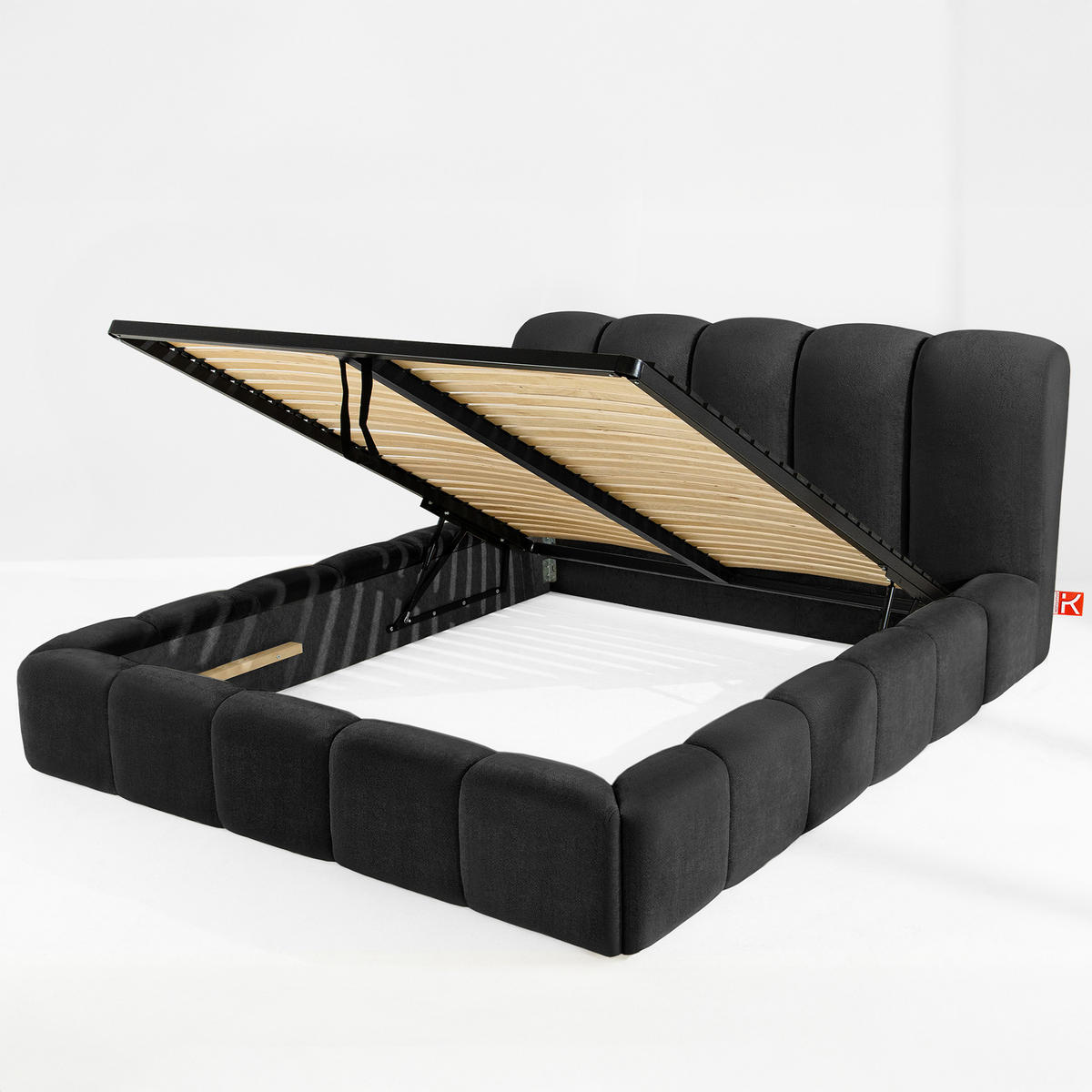 POLSTERBETT MERIDE Chenille, Anthrazit - Anthrazit/Schwarz, Holz/Textil (180/200cm) - KONSIMO®