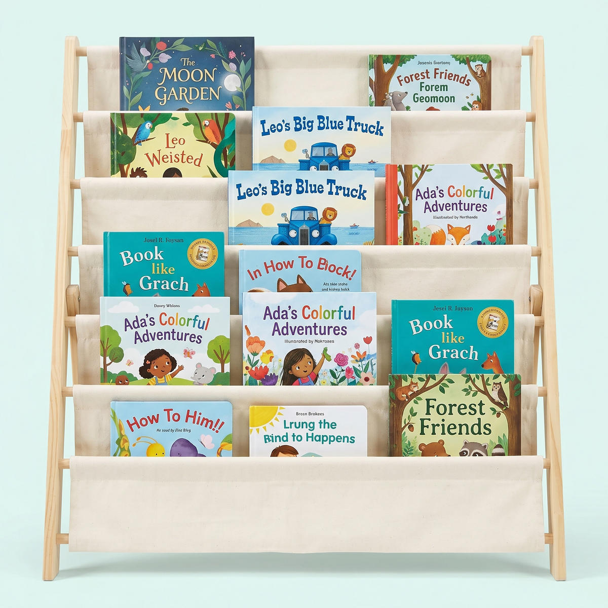 BÜCHERREGAL Weiß Natur Kinder 6 Stofffächer 80x75x30 cm - Creme, Holz/Textil (75/80/30cm) - Relaxdays