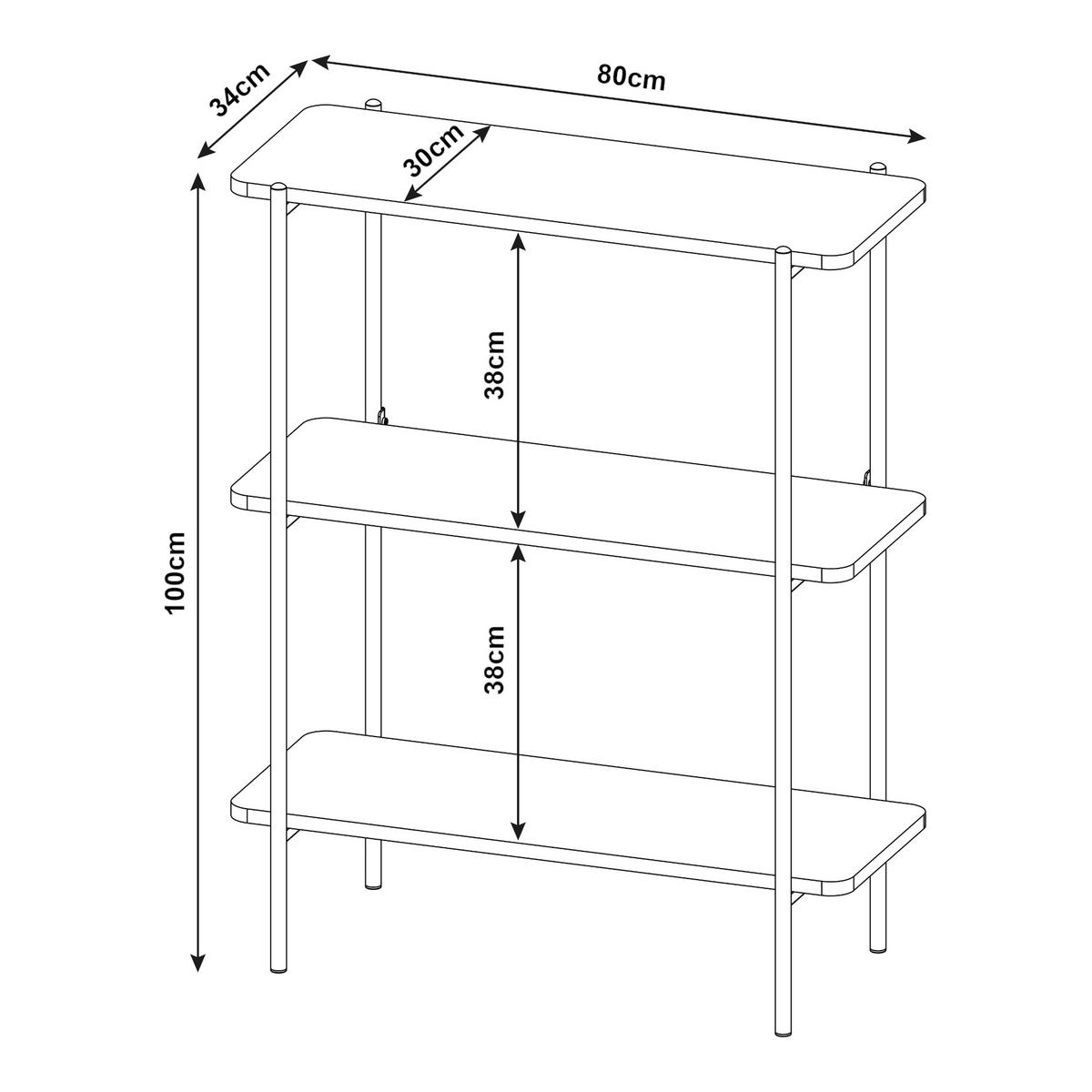 STANDREGAL Samnanger - Schwarz, Holzwerkstoff/Metall (80/100/34cm) - [en.casa]
