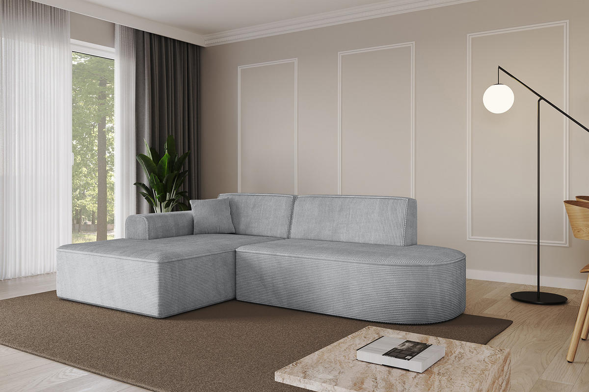 ECKSOFA Ottomane Links IREA-L1-v3 - 232x165x77 cm Grau - Grau, Holzwerkstoff/Textil (232/165cm) - ALTDECOR