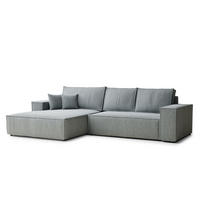 ECKSOFA Maze Blau grau Webstoff - Links Seite - Blaugrau/Schwarz, Holz/Holzwerkstoff (185/294cm) - Maison de Reve