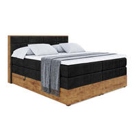 BOXSPRINGBETT mit Matratze H3|H4 und Lattenrost - LOLLI8 KING-160x200 - Schwarz Casablanca - Schwarz, Holzwerkstoff (160/200cm) - ALTDECOR