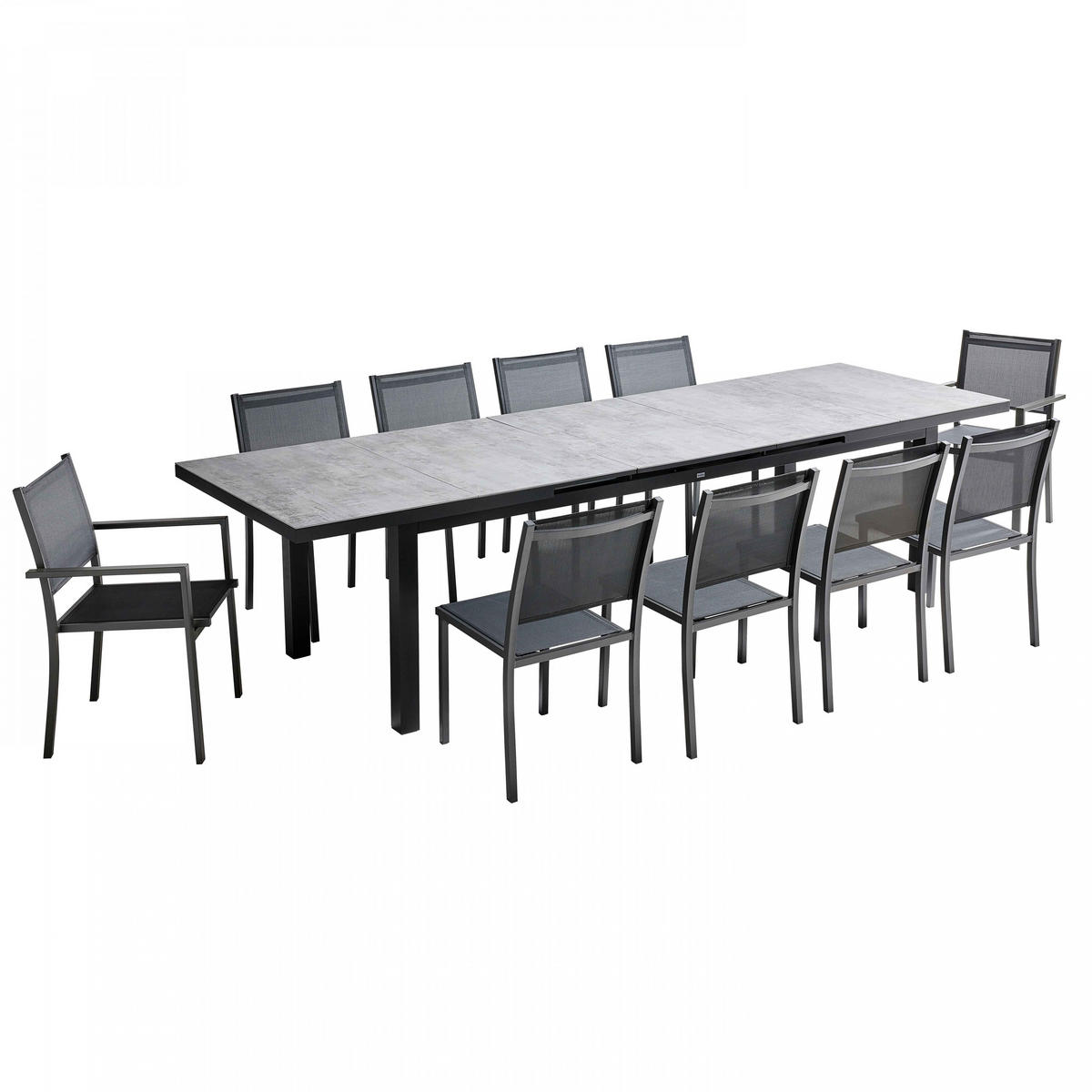 GARTENSET 11-tlg., Grau - Grau, Metall - Oviala