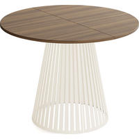 ESSTISCH Naro runder ausziehbarer, Walnuss Braun 120-200/120/76 cm - Kaschmir/Walnussfarben, Holzwerkstoff/Metall (120/120/76cm) - WFL GROUP