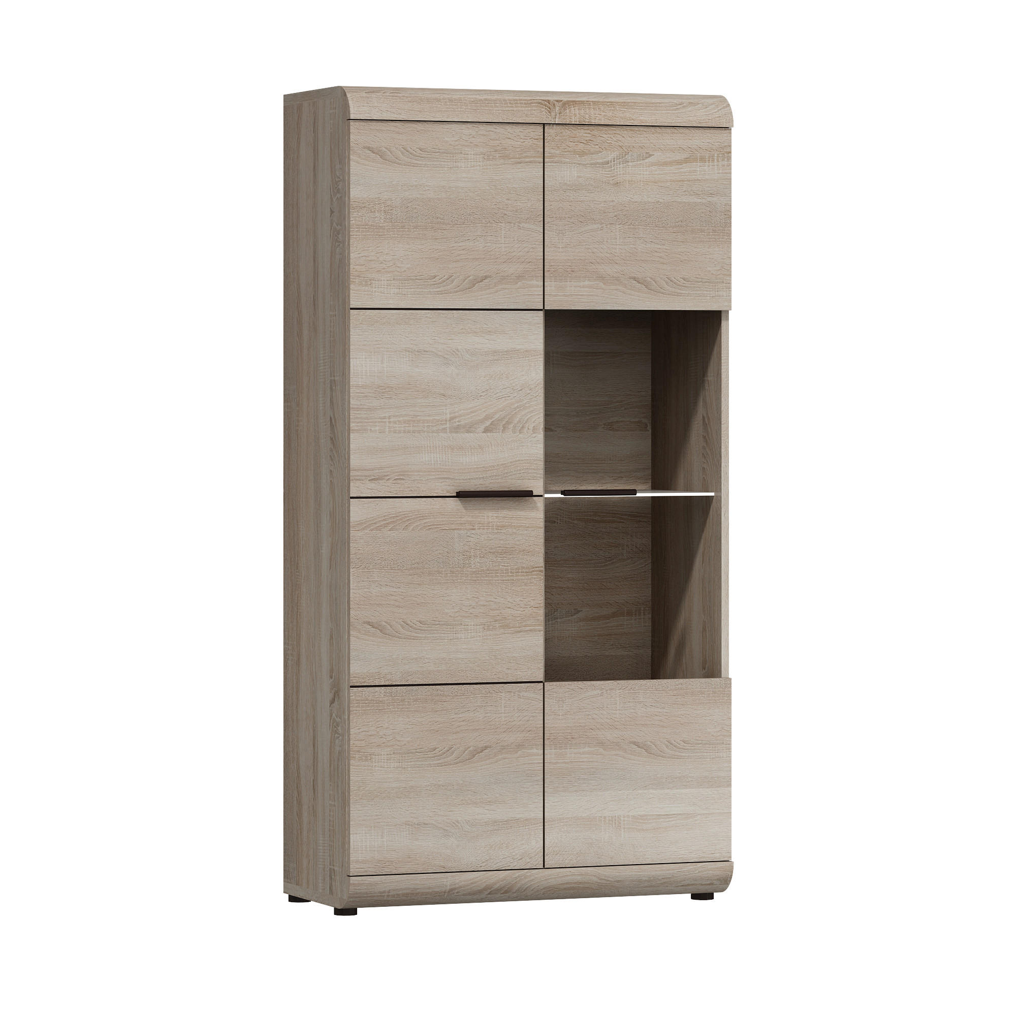 VITRINE LYNGDAL WIT1 MDF-Leiste Eiche Sonoma Eiche Sonoma - Sonoma Eiche, Glas/Holzwerkstoff (80/158/37cm) - Komodee