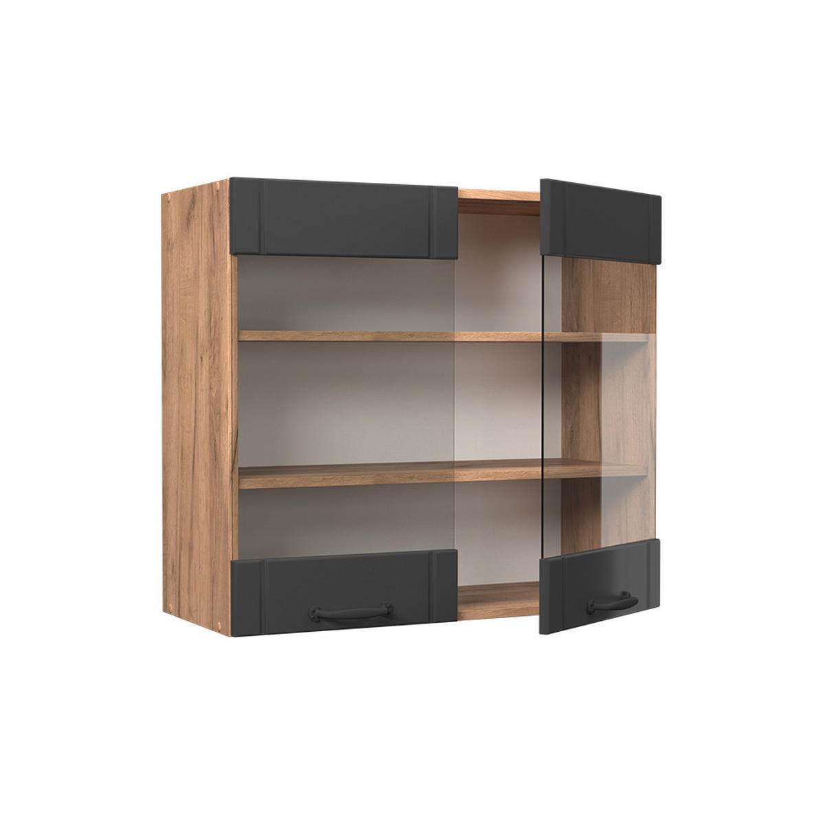 SKLENĚNÁ KUCHYŇSKÁ SKŘÍŇKA Fame-Line Tmavě šedá - medově dubová/tmavě šedá, kompozitní dřevo (80/72/34.1cm) - Vicco